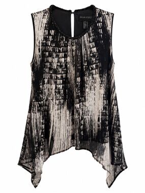 Frank Lyman Beaded Asymmetrical Chiffon Tunic Top Size 8